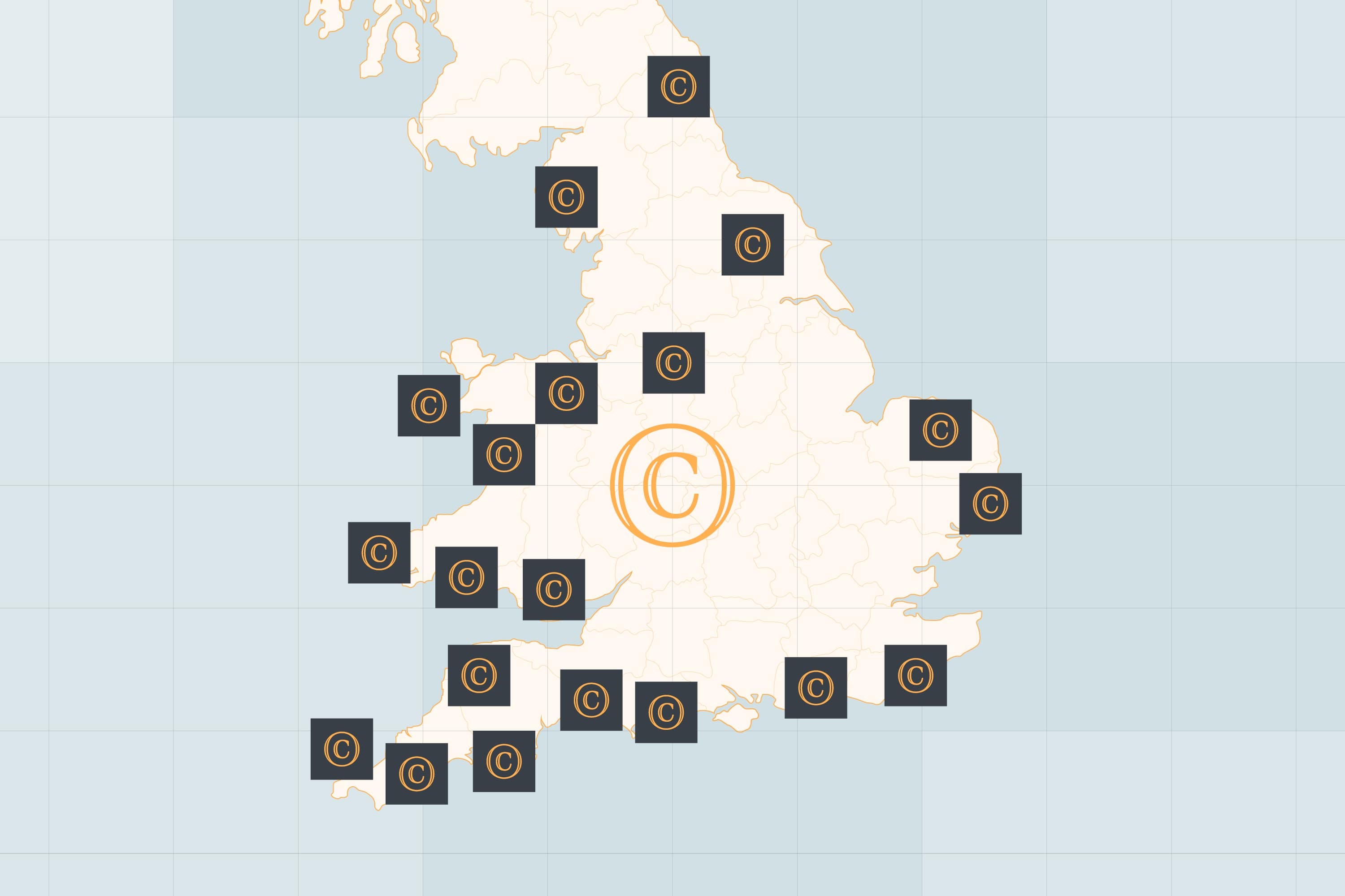 Map showing office locations