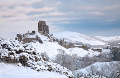 Castle ruins in the snow