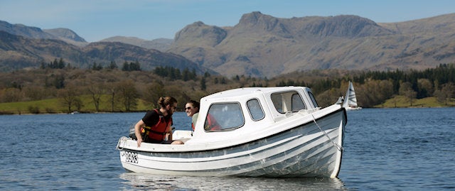 Hired boat on lake Windermere