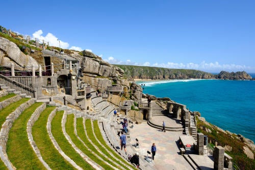 The Minack Theatre on a sunny day in Cornwall