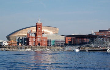 The view across Cardiff Bay to the Millennium Centre
